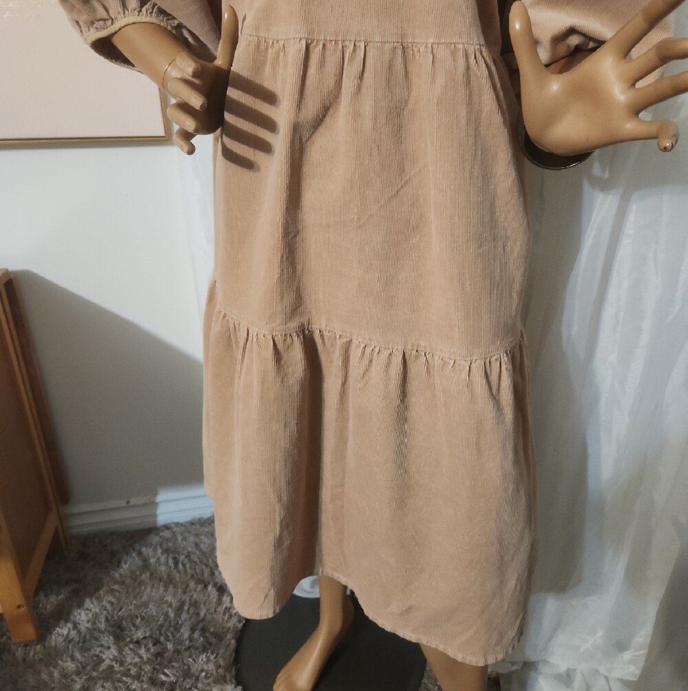 Everlane Blush Puff Sleeve Tiered Midi Sz M - Picture 6 of 14
